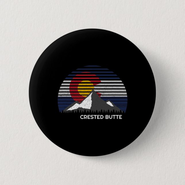 Crested Butte Colorado Flag  6 Cm Round Badge (Front)