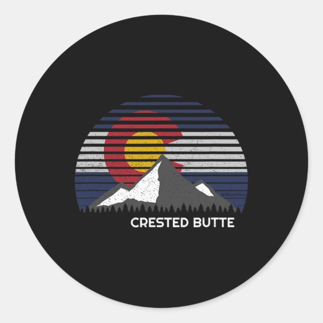 Crested Butte Colorado Flag  Classic Round Sticker (Front)