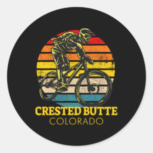 Crested Butte Colorado Mountain Biking Mtb Vintage Classic Round Sticker