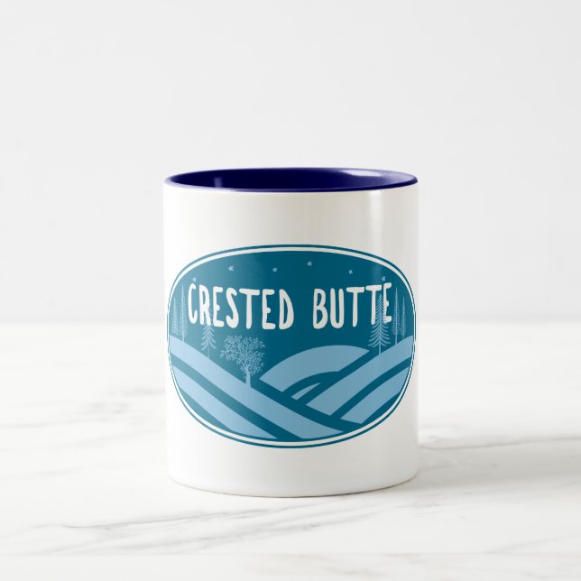 Crested Butte Colorado Outdoors Two-Tone Coffee Mug (Center)
