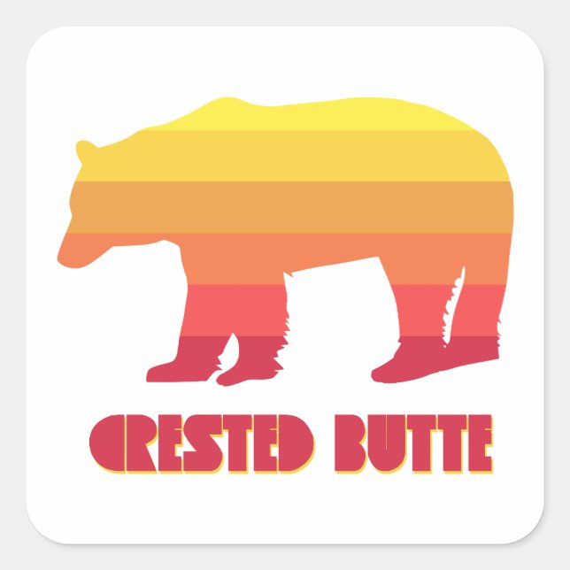 Crested Butte Colorado Rainbow Bear Square Sticker (Front)