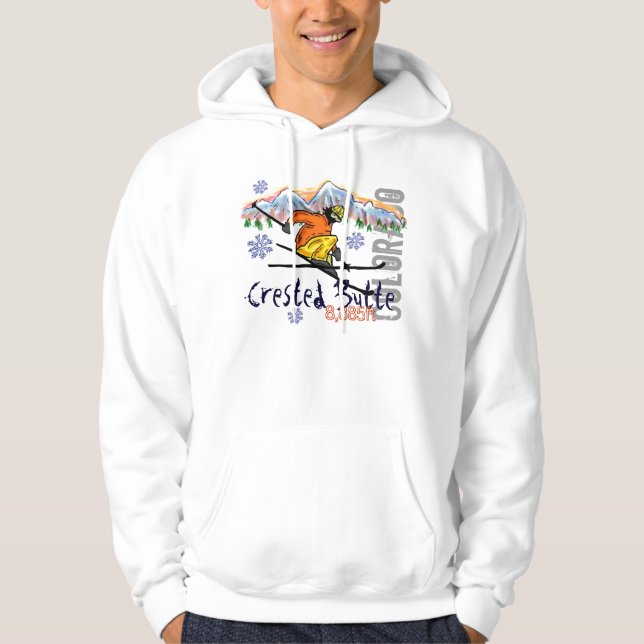 Crested Butte Colorado ski elevation hoodie (Front)