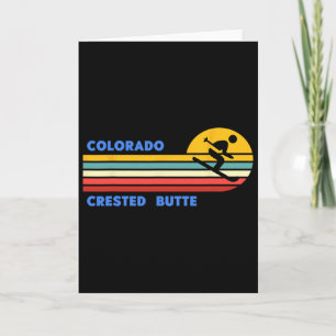 Crested Butte Colorado Skiing Skier Ski Retro Sun  Card