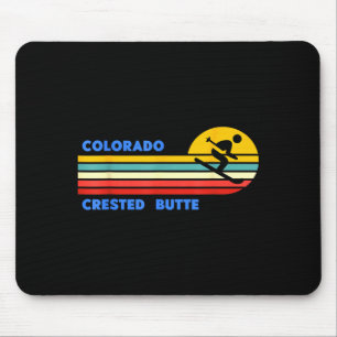 Crested butte colorado skiing skier ski retro sun mouse pad