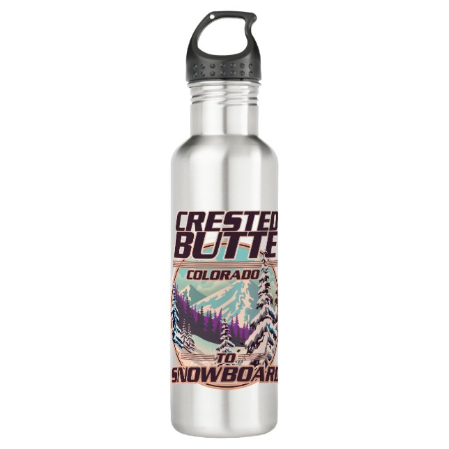 Crested Butte Colorado Snowboarding logo 710 Ml Water Bottle (Front)