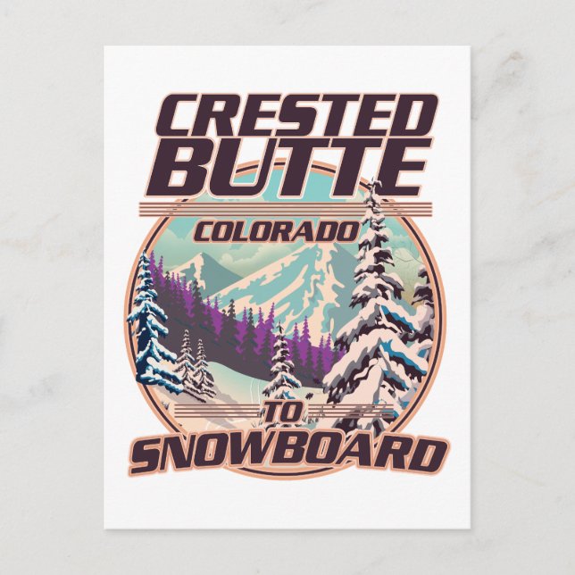 Crested Butte Colorado Snowboarding logo Invitation Postcard (Front)