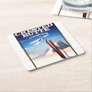 Crested Butte Colorado travel poster Square Paper Coaster