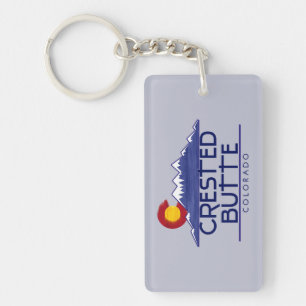 Crested Butte Colorado wood mountains keychain