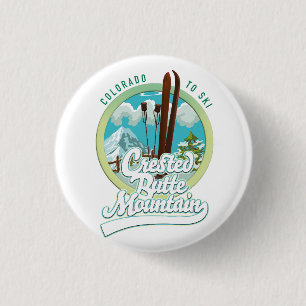 Crested Butte Mountain Colorado Ski logo 3 Cm Round Badge