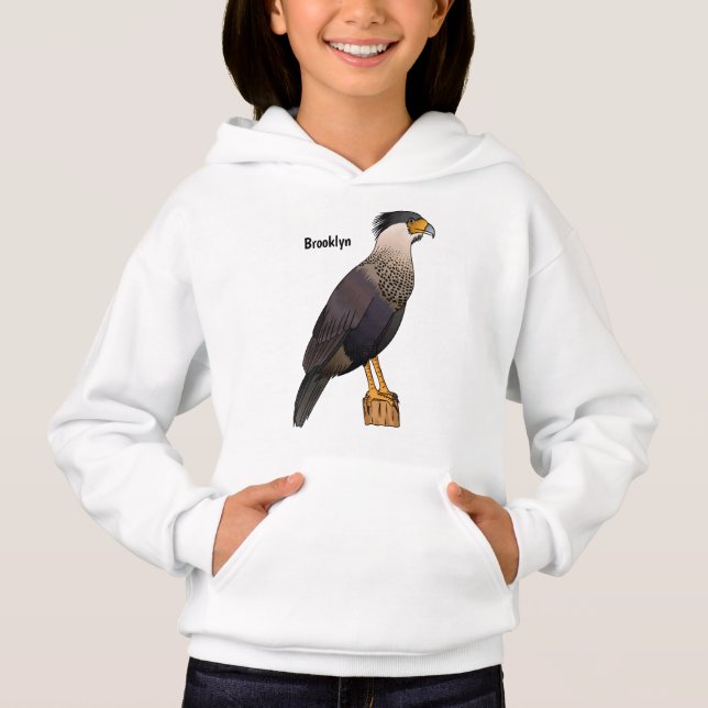 Crested caracara bird cartoon illustration  (Front)