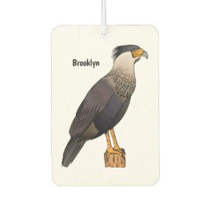 Crested caracara bird cartoon illustration car air freshener