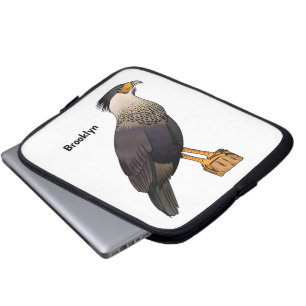 Crested caracara bird cartoon illustration  laptop sleeve