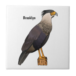 Crested caracara bird cartoon illustration tile
