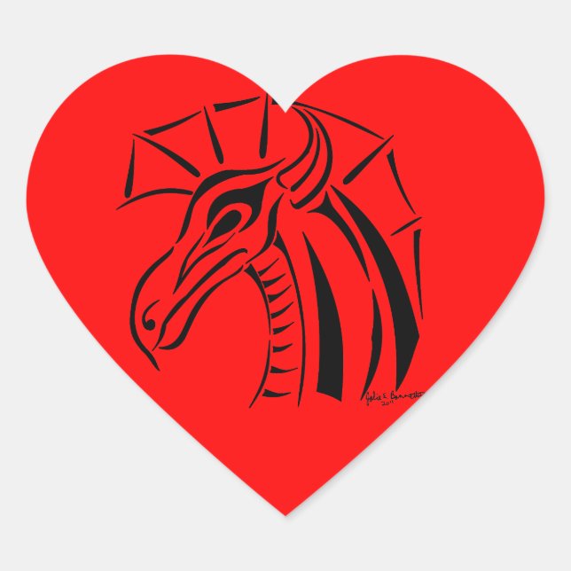 Crested Dragon Sticker Heart (Front)