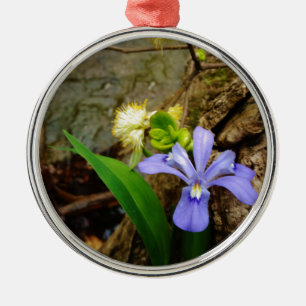 Crested Dwarf Iris blue purple white flower Metal Tree Decoration