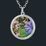 Crested Dwarf Iris Silver Plated Necklace<br><div class="desc">Crested Dwarf Iris at Lake Arrowhead  trail Photo By Sandy Closs While hiking in May. Beautiful,  colourful Blue purple  Wild Iris growing on the woods near this Clear blue north Georgia lake. Flowers,  floral,  wildflowers,  wedding ,  sympathy,  birthday,  "mother's day" party lavender white</div>