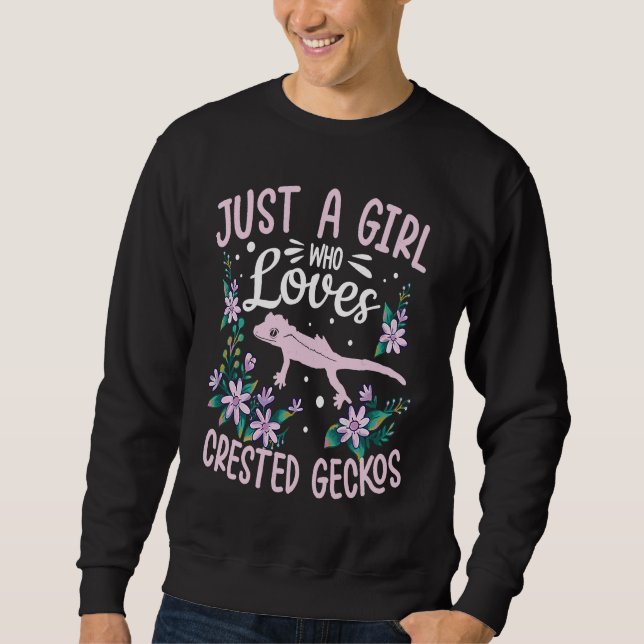 Crested Gecko Cute Just A Girl Who Loves Eyelash L Sweatshirt (Front)