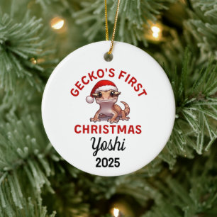 Crested Gecko First Christmas 2025 Ceramic Tree Decoration