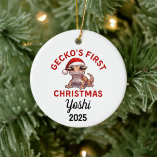 Crested Gecko First Christmas 2025 Ceramic Tree Decoration