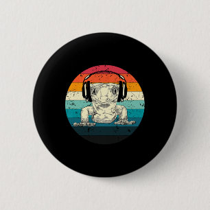 Crested Gecko Playing Video Game Funny Gamers  6 Cm Round Badge