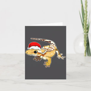 Crested Gecko Santa Hat Christmas Pajama Lizard Re Card