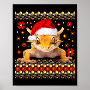Crested Gecko Ugly Christmas Sweater Poster