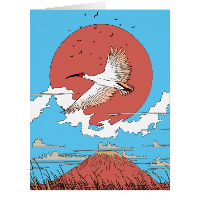 Crested Ibis in Flight (Front)