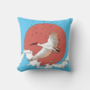 Crested Ibis in Flight Cushion