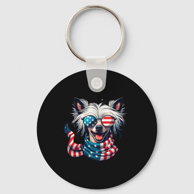 Crested Lover Us Flag 4th Of July Patriotic  Key Ring (Front)
