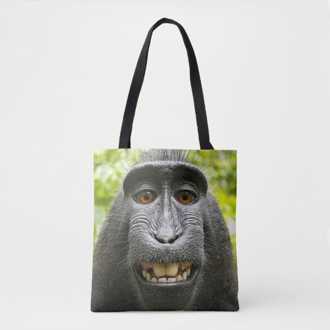 Crested Macaque Monkey Tote Bag (Front)