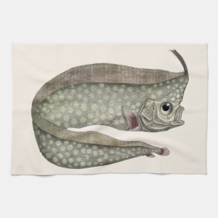 Crested Oarfish Fish, Vintage Marine Aquatic Life Tea Towel