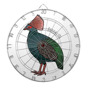 Crested partridge bird cartoon illustration  dartboard