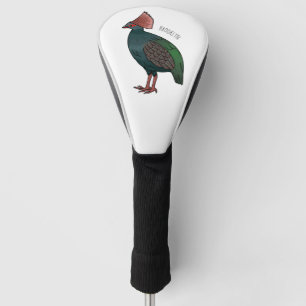 Crested partridge bird cartoon illustration  golf head cover