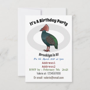 Crested partridge bird cartoon illustration invitation