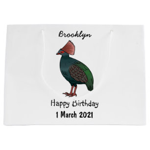 Crested partridge bird cartoon illustration large gift bag