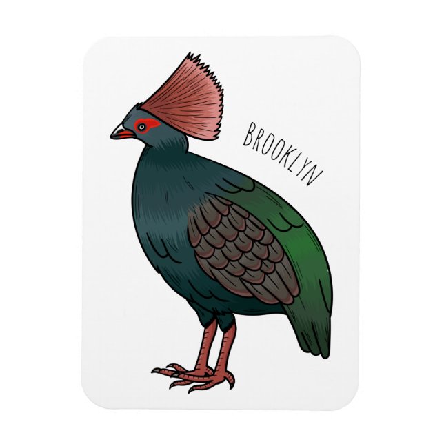 Crested partridge bird cartoon illustration  magnet (Vertical)