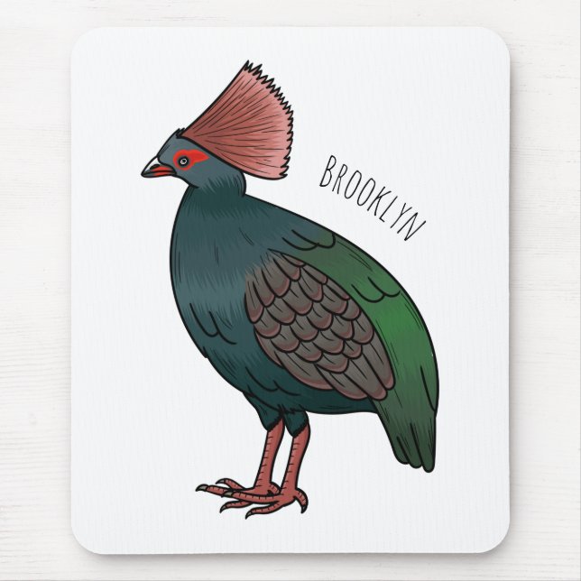 Crested partridge bird cartoon illustration mouse pad (Front)