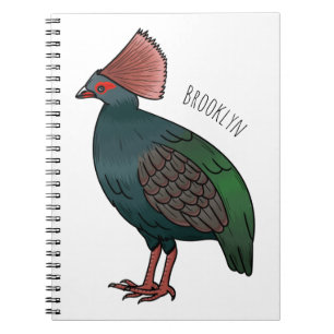 Crested partridge bird cartoon illustration notebook