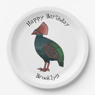 Crested partridge bird cartoon illustration paper plate