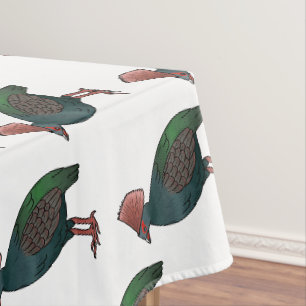 Crested partridge bird cartoon illustration tablecloth