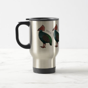 Crested partridge bird cartoon illustration travel mug