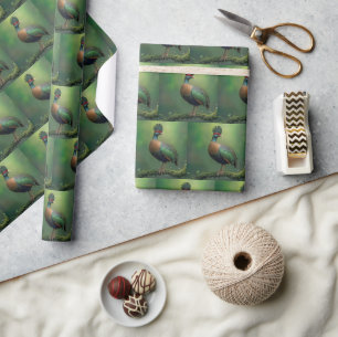 Crested Partridge Bird On a Branch Wrapping Paper