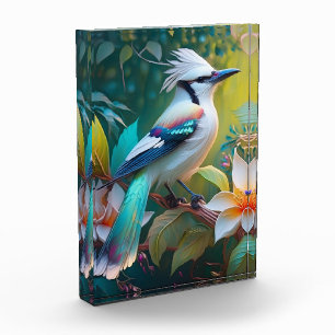 Crested Teal Winged Jay Photo Block