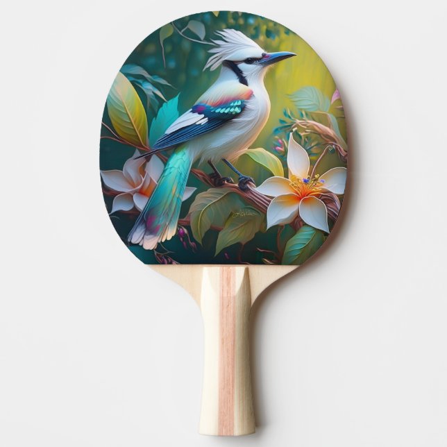 Crested Teal Winged Jay Ping Pong Paddle (Front)