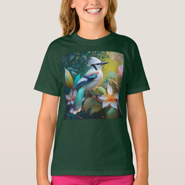 Crested Teal Winged Jay T-Shirt (Front)