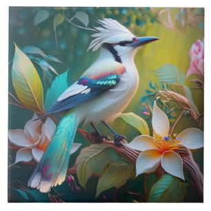 Crested Teal Winged Jay Tile