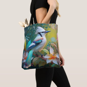 Crested Teal Winged Jay Tote Bag
