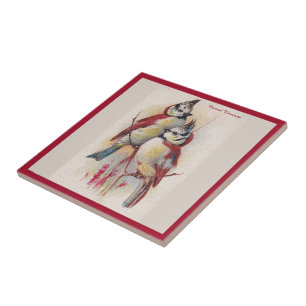 Crested Titmouse Bird Ceramic Tile