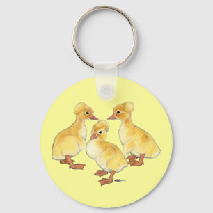 Crested White Ducklings Key Ring