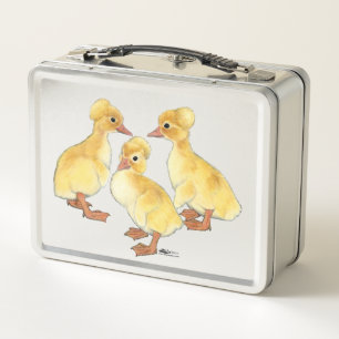 Crested White Ducklings Metal Lunch Box